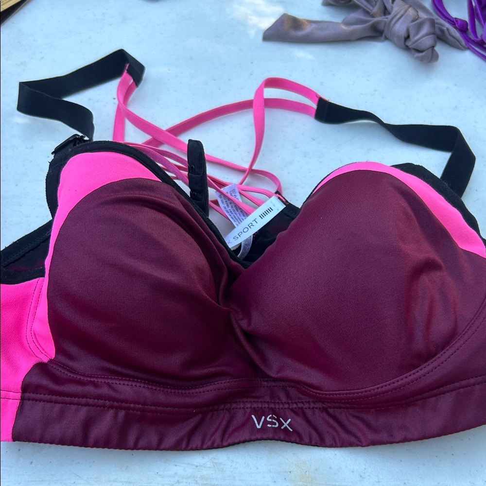 VSX Sport Bra - Hot Pink and Deep Burgundy